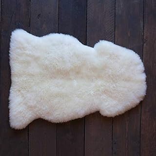 Meshnew Genuine Australian Sheepskin Rug Ivory White Sheep Skin Rugs Single Pelt Natural 2ft X 3ft (60 cm X 91.4 cm) | Natural Sheep Skin