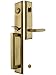 Melrose Style Tubular Handleset in Antique Brass with Left Hand Milano Levers and A 2 3/8" Backset. Antique Handles.