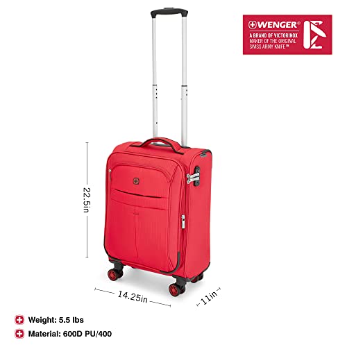 Image of WENGER Fiero-Pro Carry-on Softside Suitcase, 45 litres, Red /Black, Swiss Designed, 612110