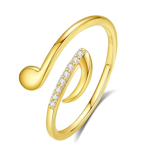 Bague note de musique ajustable en argent à porter au quotidien pour femme passionnée