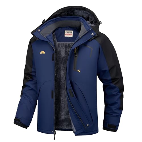 Image of WULFUL Men's Ski Jackets Warm Winter Snow Windbreaker Resistant Snowboard Fleece Coat Mountain Waterproof Parka with Hood