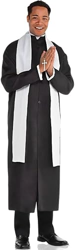Amscan Lot de 3 costumes de prêtre classique noir et blanc pour adulte – Taille 