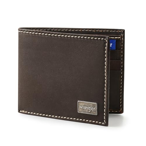 Wrangler Men's Bifold Wallet, Genuine Leather, Gift for Him