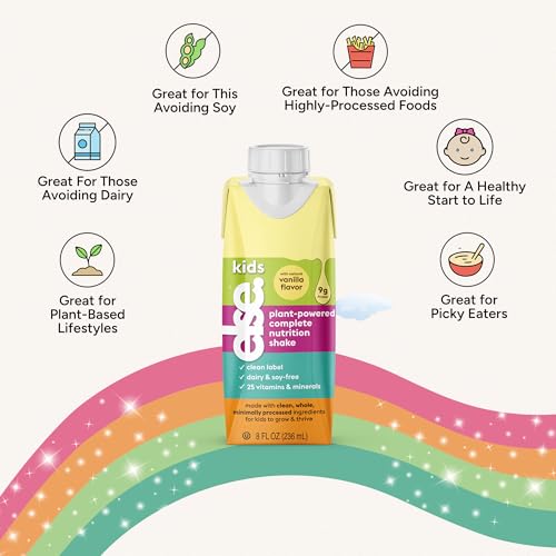 Image of Else Kids Nutrition Shake Vanilla, 2-12 Years, Dairy Free, 8 fl oz 16 Pack | Plant-based ready-to-drink shake with 25+ vitamins & minerals. Dairy & gluten free for everyday nutrition.