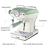Ariete Caffè Espresso Vintage 1389, Macchina per Caffè Espresso per Polvere o Cialda ESE, 1 e 2 Tazze, Lancia Cappuccinatore, Supporto Tazze in Acciaio Inox, 15 Bar, 850W, Verde