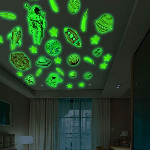Set de vinilos decorativos espaciales luminosos para pared miniatura 4