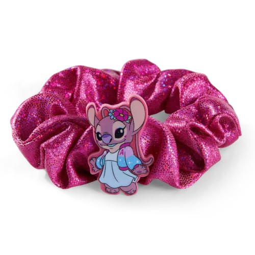 Image of Disney Stitch and Angel Hair Scrunchies, Shimmering Glitter Satin Hair Ties, 3PCS Cute Character Ponytail Holders Gift Set for Toddlers Girls