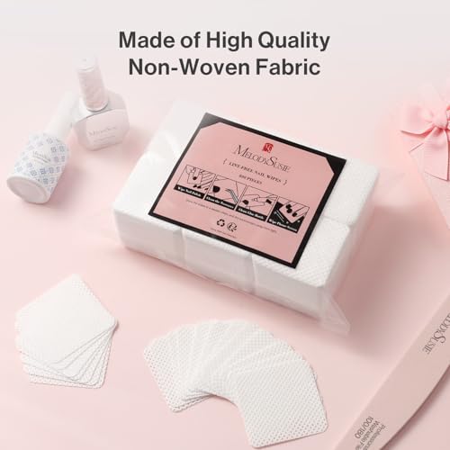Image of MelodySusie 600Pcs Lint Free Nail White Wipes Super Absorbent Soft Non-Woven for Fingernail Polish Remover and Eyelash Extension Wipes for Nail Art