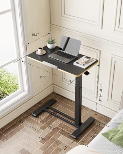 Image of FLEXISPOT H7 PRO Mobile Standing Desk Adjustable Overbed Table Pneumatic with Wheels 90Tiltable Portable Laptop Desk Rolling Computer Cart Foldable Bedside Table(27.6 inch W x 15.7 inch D, Black Maple)