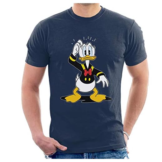 Disney Klassisk Kalle Anka Confused T-shirt för män, marinblå, L