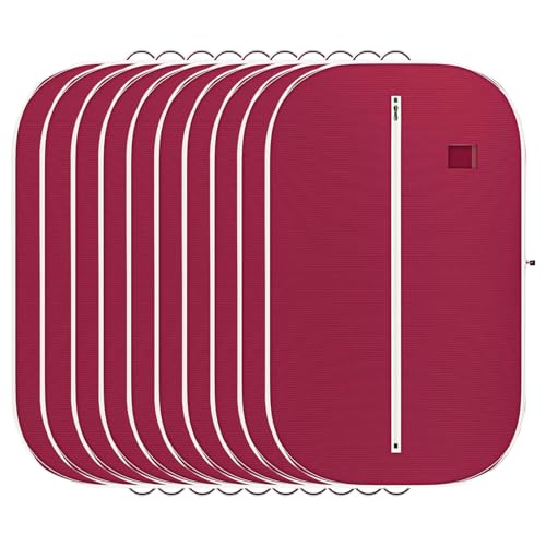 Image of Non Woven Blazer Cover with Zip | Hanging Coat Bags for Jacket, Saree, Shirt, Garments Clothes | Unisex Dress Wardrobe Organizer Folding Suit Covers, Maroon | Pack of 10