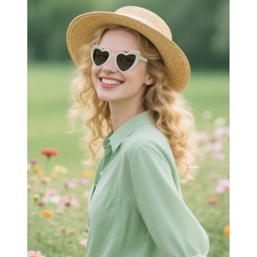 Miniatura 3 de Selftek 10 Pares Gafas De Sol Corazón, Gafas Corazón Retro, Vintage Hippie Años 90, Gafas Despedida De Soltera Para Cumpleaños, Bodas, Carnaval Y Fotos, Unisex Verde