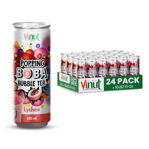 Vinut Popping Boba Bubble Tea Lychee Flavour, (10.82 fl oz,