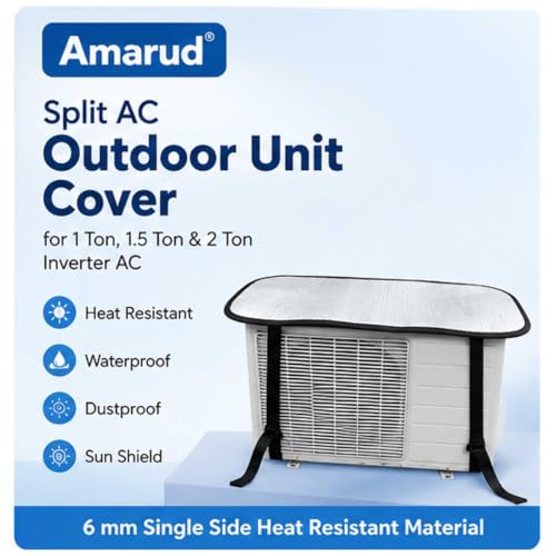Image of AC Outdoor Unit Cover 6 mm Thick | Double side Heat Insulated AC Cover for 1 Ton, 1.5 Ton & 2 Ton | Waterproof, Dustproof, Weatherproof AC Compressor Cover | UV & Heat Protector