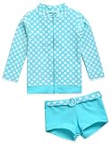 [Vaenait Baby] 18ヶ月～7歳 水着 ツーピース 男の子 子供 キッズ 水着 ボイス上下セット スイムウェア ラッシュガード 長袖ラッシュガード 短パン 紫外線対策 女児 幼稚園 保育園 Kids Swimwear Ocean Dot_Sky XL