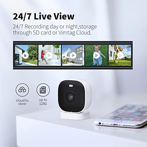 Vimtag Mini G3 Security Camera Outdoor/Indoor With Spotlight, Plug-In Hd Full-Color Night Vision Home Cam With Ai Human Detection, Weather-Resistant, Cloud/Sd Card Storage, Support Alexa & 2.4Ghz Wifi #TOP6