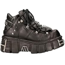New Rock Newrock 106 S1 Unisex Metallic Black Classic Leather Biker Gothic Boots