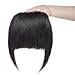 Produktbild Clip in Pony 100% Remy Echthaar Fringe One Piece Haarteil Extension Verlängerung Tempel Bang natürliche glatt Naturschwarz#1B