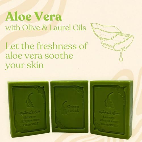  Original Aleppo Soap con aroma di Oud e Amber, Olive Oil e Bay Oil, 3 Pezzi - Per Uso Daily - Certificato Naturale da A