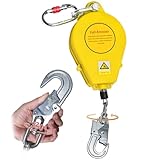 cable de sécurité anti-fouet 👍【Crochet autobloquant rotatif à 360°】Ce harnais de sécurité toiture est doté d'un crochet autobloquant rotatif à 360° nouvellement amélioré, fabriqué en acier allié. Il se fixe solidement à l'anneau de connexion situé à l'arrière de la ceinture de sécurité, assurant un verrouillage ferme et empêchant tout desserrage. Sa conception évite l'emmêlement du câble, permettant ainsi aux travailleurs de travailler confortablement sous tous les angles