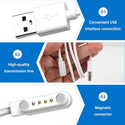 Magnetyczna ładowarka do smartwatcha, 4-pinowy kabel ładujący USB 7,62 mm, kompatybilna z różnymi markami smartwatcha, kompaktowa i lekka konstrukcja, wzmocnione bezpieczeństwo, inteligentna ładowarka