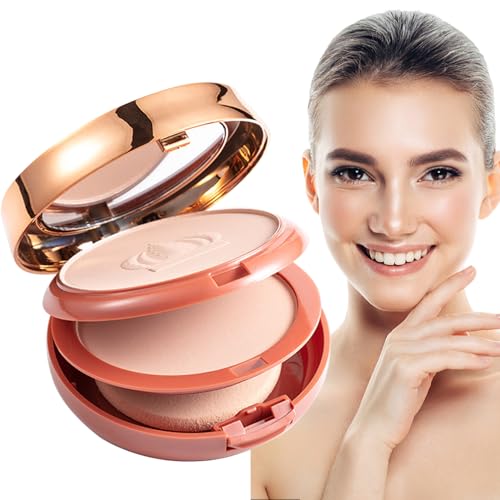 Fondotinta in polvere lunga tenuta - Polvere minerale fissante per trucco doppio strato,Cipria compatta con finitura leggera, fondotinta coprente lunga tenuta, polvere minerale con Yunfang