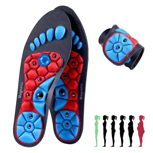 Homshsjhkis Plantillas Gel Hombre Trabajo, Plantillas Mujer Hombre, Plantilla Pies Magnetic, Soporte Arco Cómoda Antifatiga Comodidad Superior Absorción Impactos Tecnología, Talla 44-47