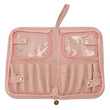 Sahgsa Soporte para brochas de maquillaje, de piel sintética, 20 bolsillos, plegable, estuche de viaje