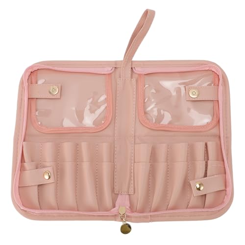 Makeup Brush Roll Up Organizer Bag Black Make Up Brush Travel Pouch, 20 Pockets Folding 9.3 x 5.9in Travel Cosmetic Brushes Case PU Leather Make up Brush Travel Case Cosmetic Bags