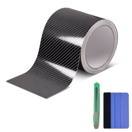 Image of Lypumso 6D High Gloss Carbon Fiber Vinyl Wrap Tape, Chrome Delete Tape for Cars Motorcycle Detailing DIY Car Door Edge Guard Decals Blackout Tape Roll (6D Black, 4in x 30ft)