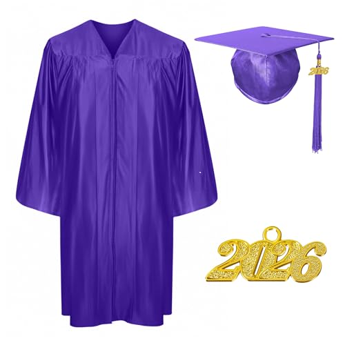 Image of Shiny Preschool Kindergarten Graduation Cap Gown Set for Kids With 2026 2025 Tassel Charm