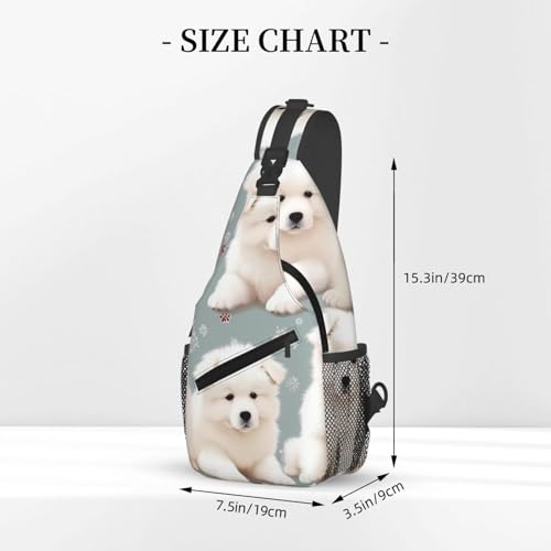 Mochila tipo bandolera deportiva con patrón de perros blancos miniatura 3