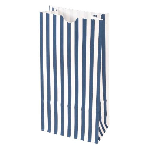 Restaurantware 2 lb Blue and White Stripe Paper Bags, Flat Bottom, 100 Ct