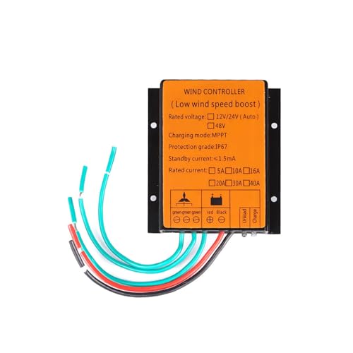 AISINILALAO 12v,Regolatore della Turbina Eolica 5000W, Regolatore di Carica della Turbina Eolica DC 12V 24V 48V MPPT Adatto per Sistemi di Generazione di Energia Eolica (Giallo)