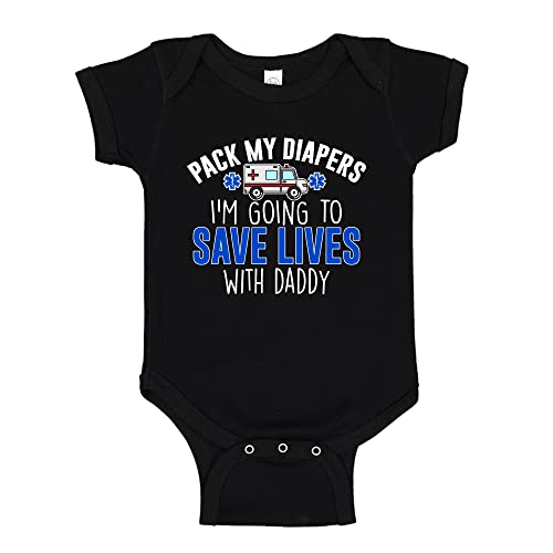 I'm Going to Save Lives with Daddy EMT or Paramedic Baby One Piece Or Toddler T-Shirt Ambulance Baby Clothes