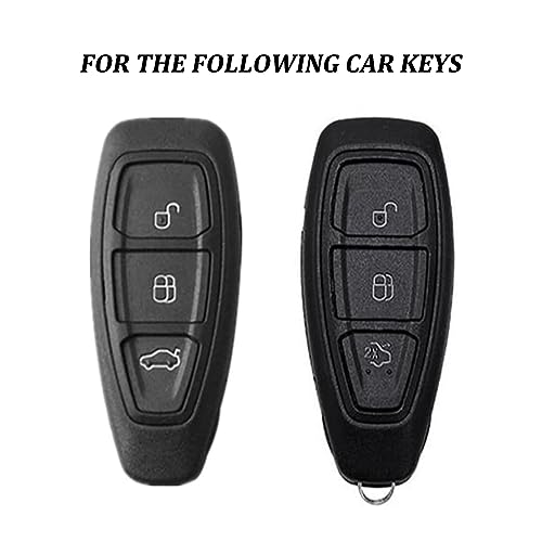 Kelay Zinc Alloy Ford Key Fob Cover for Focus, Fiesta, Galaxy, Kuga, Edge, Ranger, Mondeo, C-Max, S-Max - Sturdy 3 Button Matte Color Key Cover