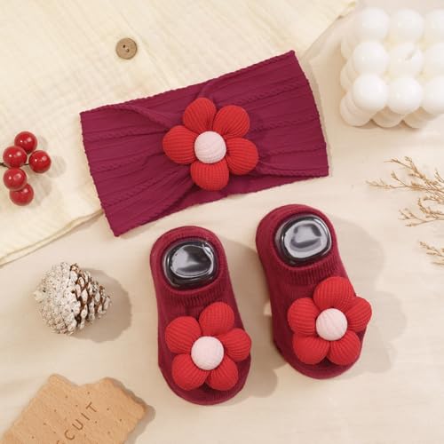 CÉLLOT Baby Flower Headband and Socks Set for Toddler Newborn Infant Girl