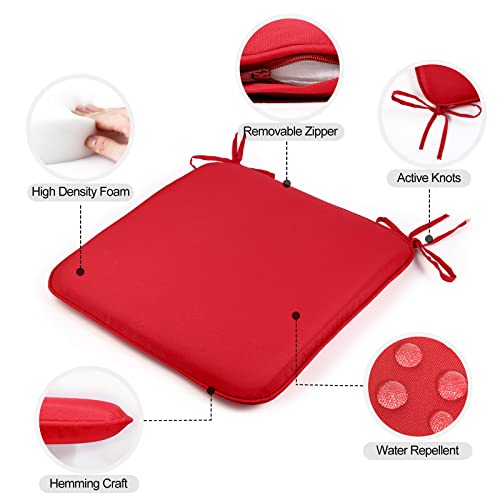 Gueglsa Outdoor Indoor Waterproof Seat Cushions,16X16 Inches Patio Chair Cushion With Ties,Machine Washable Seat Pad For Home Garden Kitchen Dining Office Chair,Set Of 2, Red #TOP3