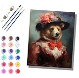 ZLLZHANG Pintura por Números para Adultos Kit de Pintar por Números Estatua de la señorita osa con 3 Pinceles y Pinturas Decoración de Pared del Hogar Sin Marco 40x50 cm