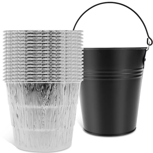 Foppla Fetteimer-Set mit 15 Zinneinlagen, rostfreie Eisenlegierung, Tropffett, Dose, Dose, Ersatz-Tropffett-Eimer, kompatibel mit Traeger 20/22/34 Serien, 15 x 14,3 cm