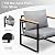 Outvita Outdoor Patio Furniture Set, 4 Pieces Patio Furniture with Coffee Table Set, Metal Conversation Sets with Wood Armrest & Removable Washable Cushions for Balcony, Deck and Poolside