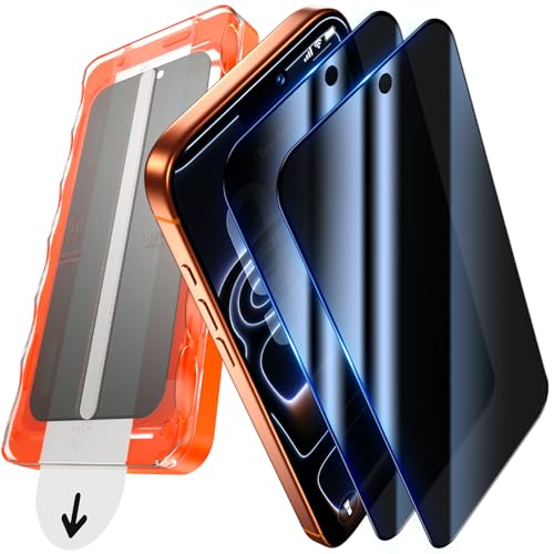 UniqueMe für iPhone 17 Pro Max für Panzerglas Sichtschutz - Privacy Schutzfolie Automatische Installation Bruchsicher Militärniveau Anti-Spy Folie 2 Stück