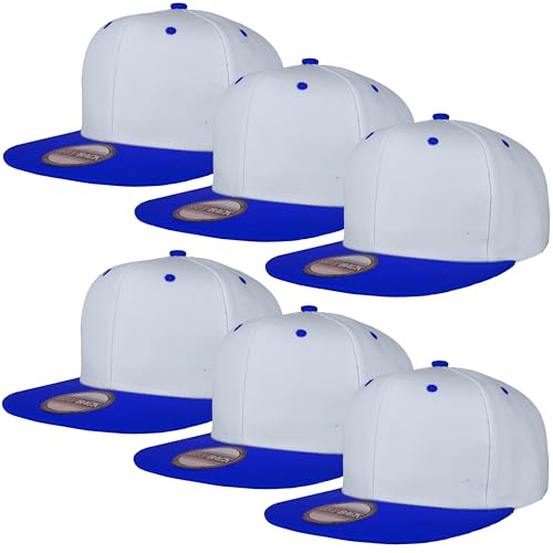 Image of Gelante Plain Blank Flat Brim Adjustable Snapback Baseball Caps LOT 6 Pack