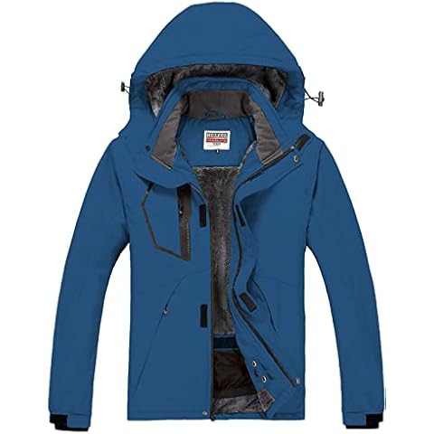 WULFUL Men's Waterproof Ski Jacket Warm Winter Snow Coat Mountain Windbreaker Hooded Raincoat, Navy Blue-new, X-Large Cover