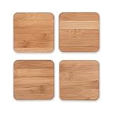 True Stack Bamboo Coasters, Modern Square Coasters, Bamboo Wood, Protect Tables and Surfaces, Set of 4