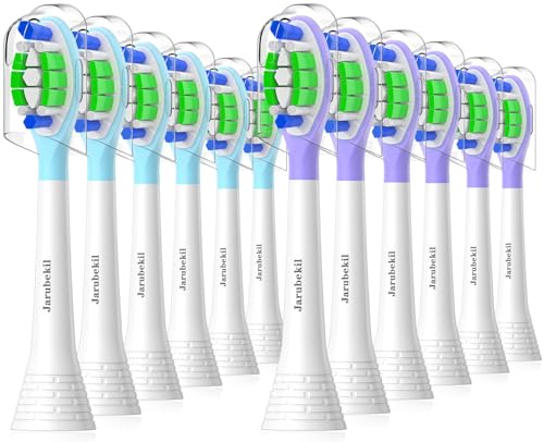 Jarubekil 12er Ersatzbürsten Kompatibel mit Philips Sonicare Elektrische Zahnbürste, Medium Bürstenköpfe Aufsteckbürsten für 5500 5300 9000 3100 4100 6100 7100 (Weiß) 1