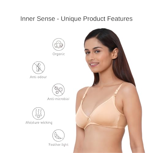 Image of Inner Sense Organic Cotton Bamboo Nursing Bra for Women I High Coverage Feeding Bra with Lace Detailing on Neckline I Non Padded Maternity Wear with Wirefree Design