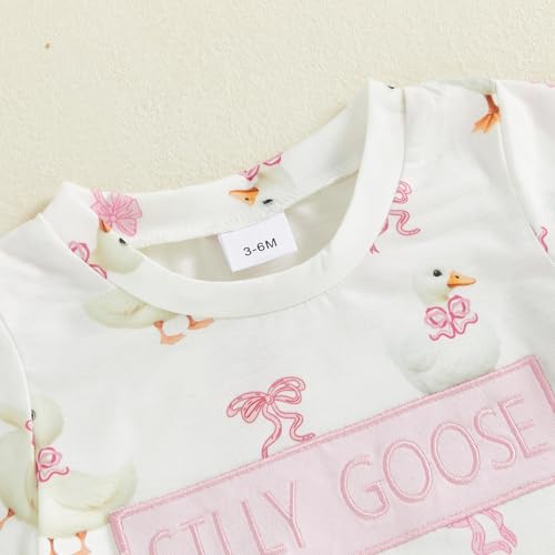 2PCS Toddler Baby Girl Summer Outfit Goose Short Sleeve T-Shirt Shorts Set Infant Girl Clothes3