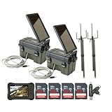 Stealth Cam HME Trail Camera 12V with Solar Auxiliary Power Pack (2-Pack) Bundle with 2X SD Card Reader and Viewer, 2X Trail Camera Mount Stick, 4X 32GB Memory Card, and SD Card Reader (11 Items)