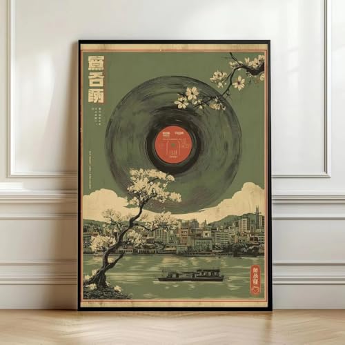 Toile vintage japonais 60x70 cm avec fleur de cerisier pour chambre